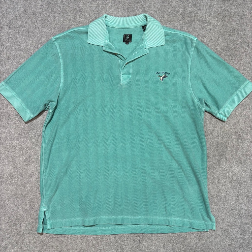 Gear For Sports MR Ducks Polo Shirt XL Green Herringbone Cotton Short Sleeve